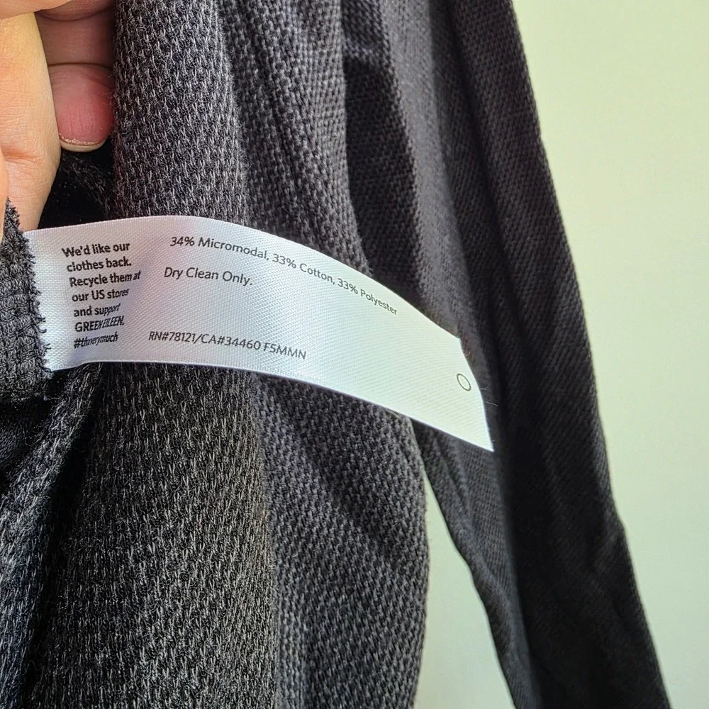 Eileen Fisher Black Textured Open Front Draped Cardigan Large Office Minimalist